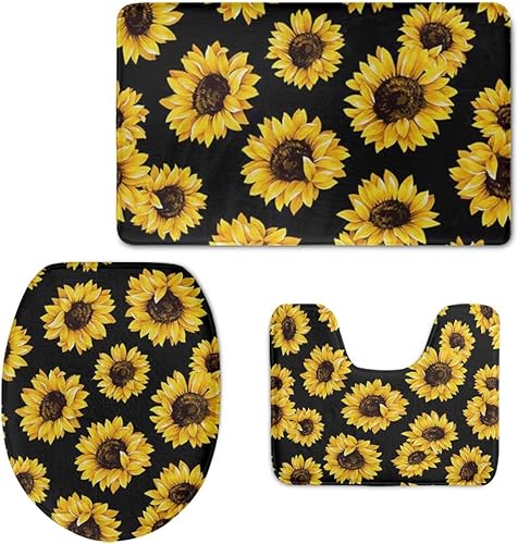 Miniatura 9 de FOR U DESIGNS Juego de tapetes de baño con moqueta, contorno y tapa, campana de lazo de Navidad, tapete decorativo suave para el hogar, dorado (3