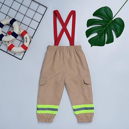 Miniatura 2 de IBAKOM Disfraz de Halloween para bebé, astronauta, bombero pirata, pantalón con tirantes, para niños, disfraz de cosplay