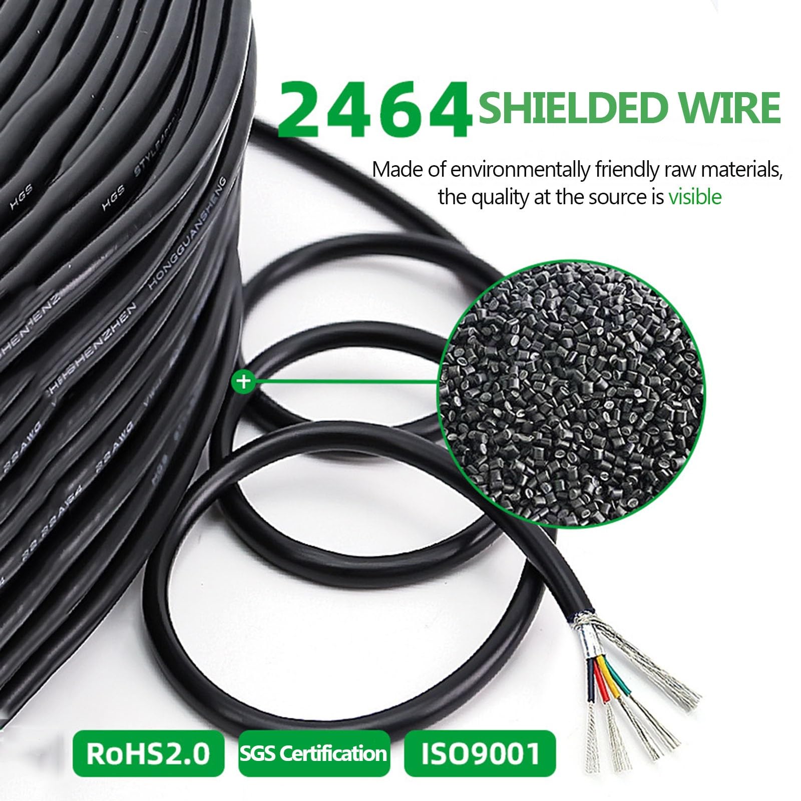 Cavo Schermato 26 AWG — 2–25 Conduttori, Doppia Schermatura (lamina + Treccia), 32/65/100 Ft, 300 V / 80 °C — Per Dati, Audio E Alimentazione(6C,100ft)