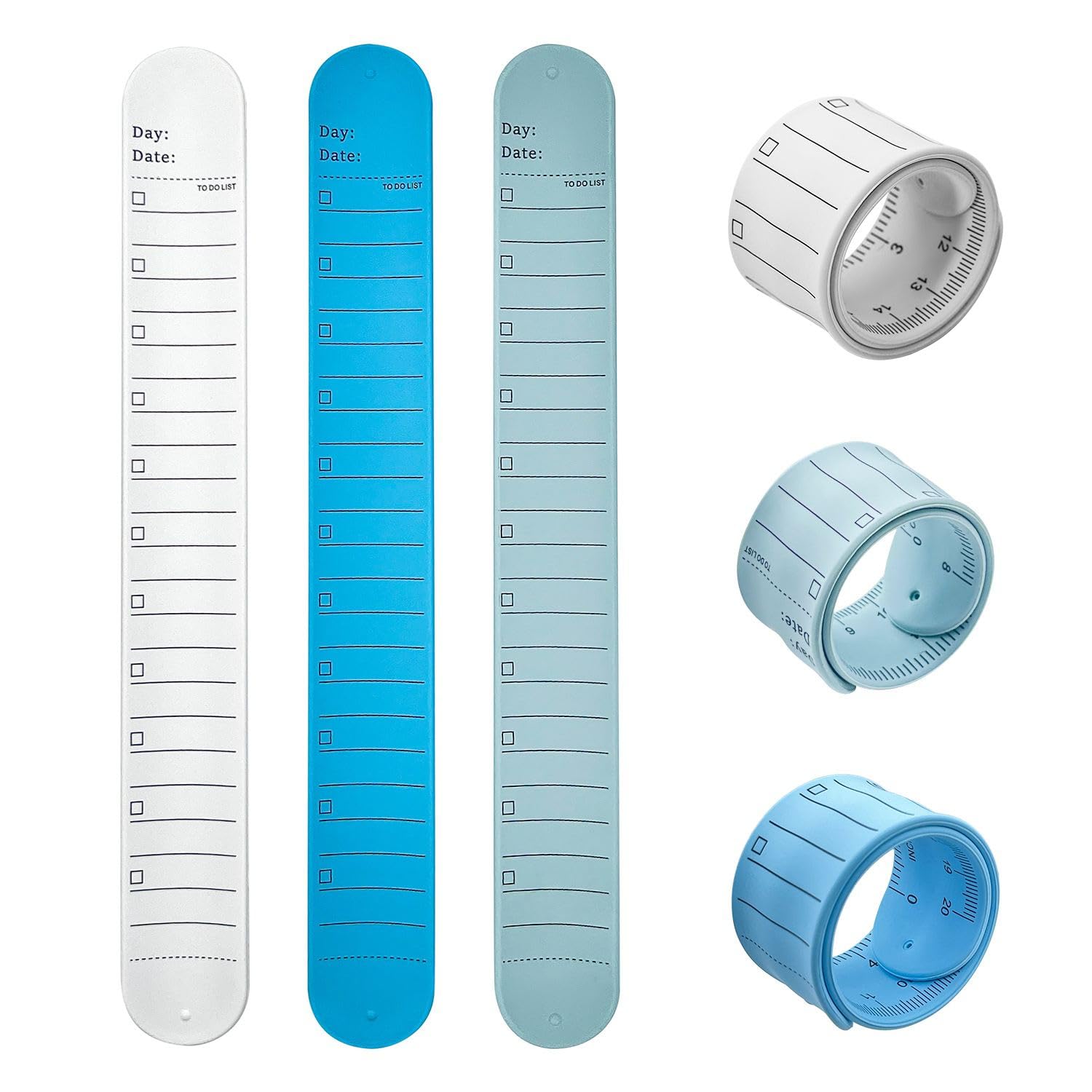 Wearable Notepad in 3 Colors, 3 Pieces, Silicone Notes Wrap Around Wrist, Arm Book, Band Type, Waterproof, To-Do List, Erasable, Arm Band, Length 9.3 inches (237 mm), Width 1.8 inches (46 mm