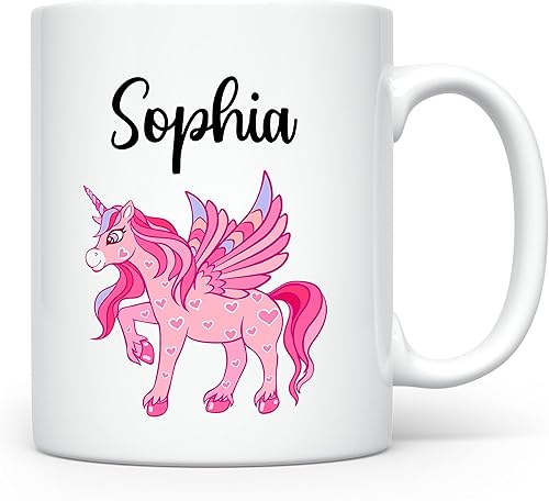 Taza personalizada para niños y niñas  Taza personalizada de chocolate caliente, cacao, café, té y leche  Nombre personalizado regalo de cumpleaños