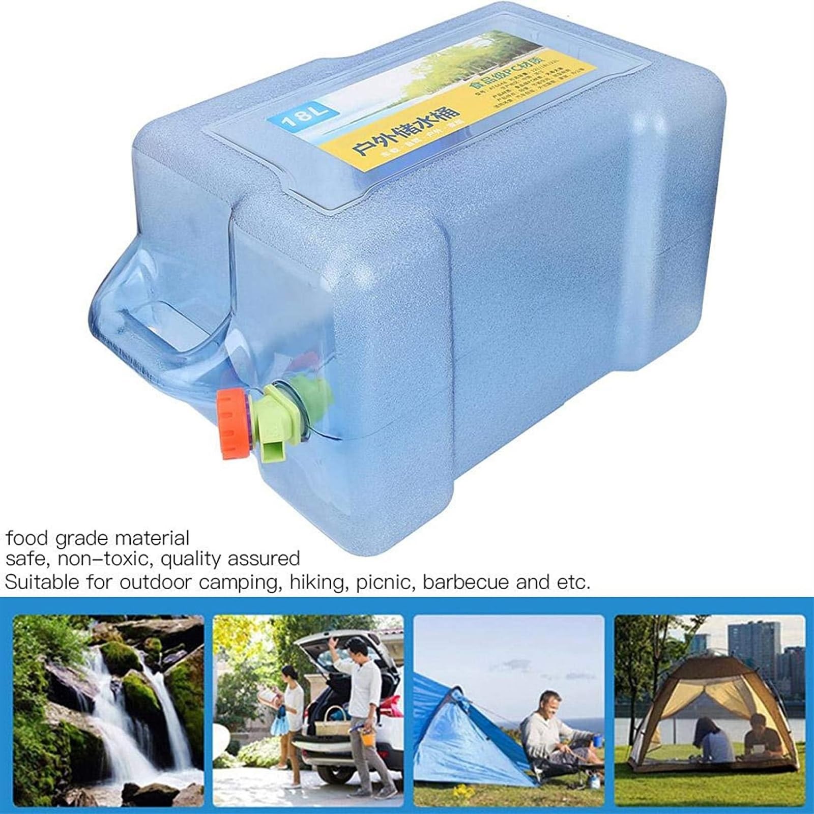 Amazon.com : YXCUIDP Water Container Safe Plastic Water Tank Quick Outflow  Free Large Capacity for Camping for Picnic(18L) : Sports & Outdoors