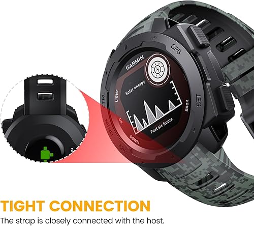 Miniatura 87 de NotoCity Instinct Band, Soft Silicone Replacement Watch Strap for Garmin Instinct 2/Solar Sports GPS Smartwatch With Adapter Tools Verde