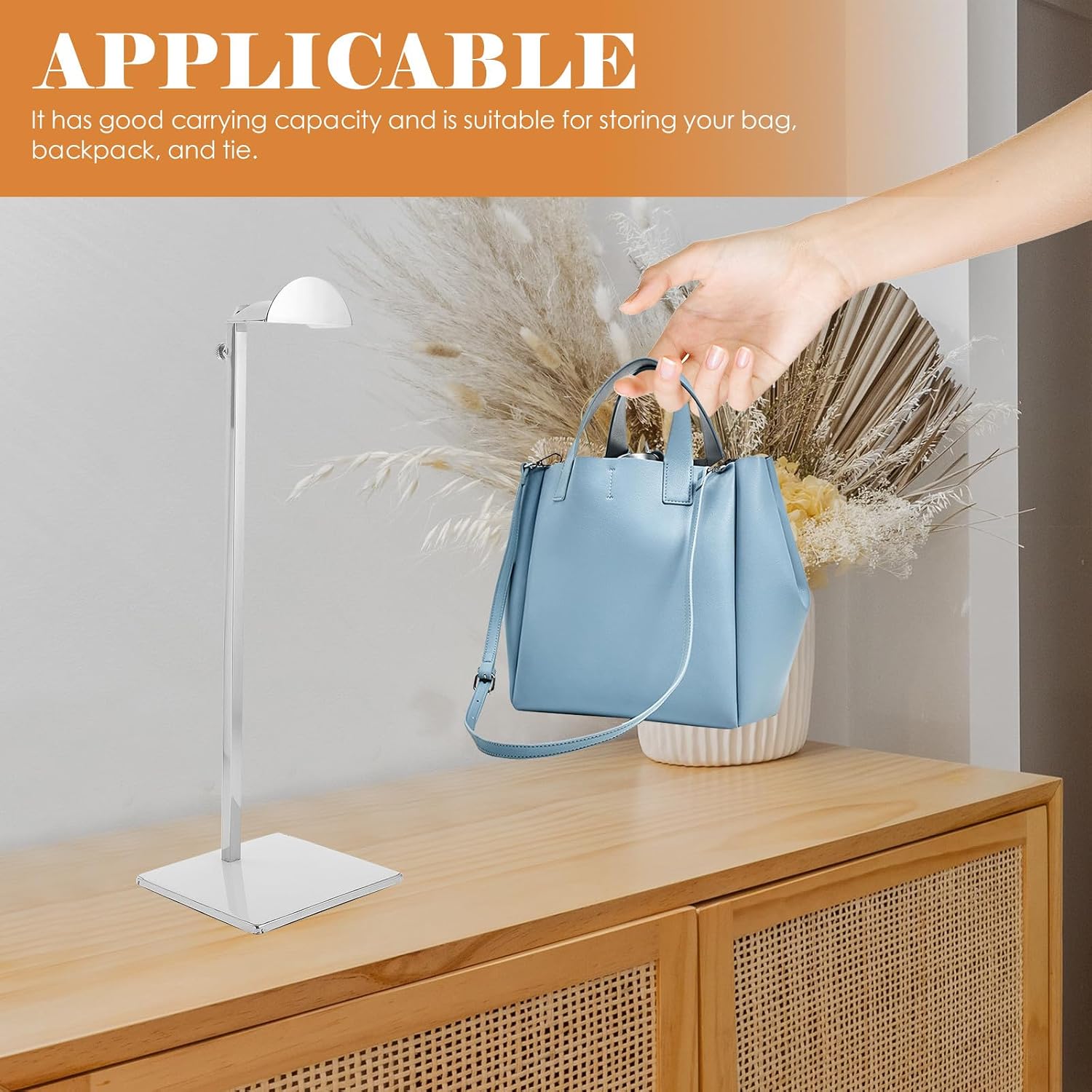 VALICLUD Stainless Steel Handbag Display Stand Adjustable Height Purse Hanger with Thick 13x13cm Base for Crossbody Bag Organizer and Boutique Store Showcase