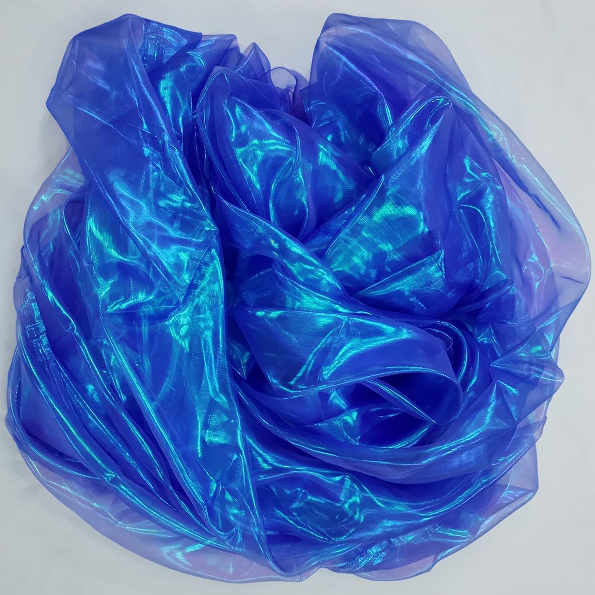 Royal Blue Iridescent Organza Fabric for Wedding & Halloween, 3.3 Yard Long, 59-Inch Wide, Perfect for DIY, Photography Scene Arrangement, and Personalized Clothing Production