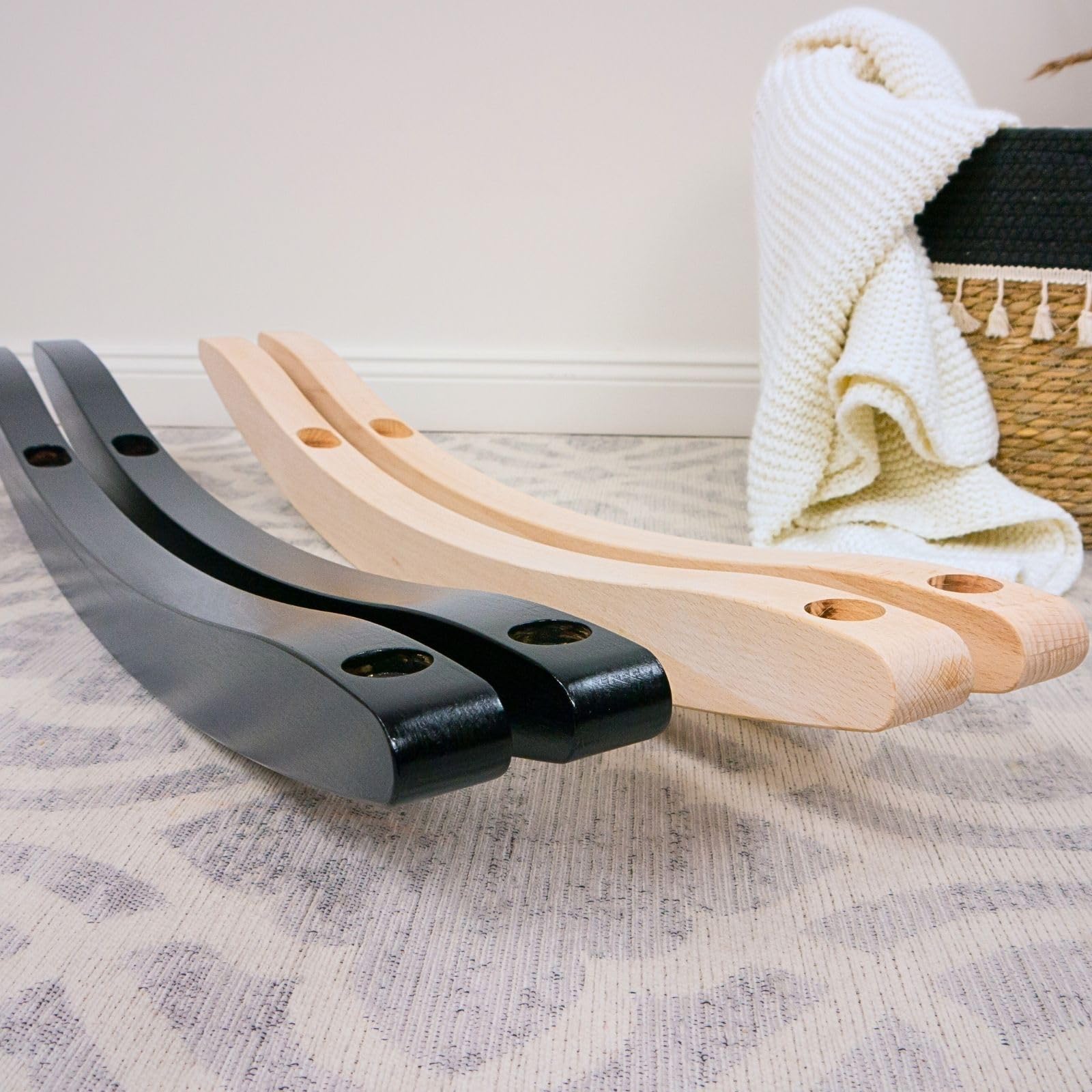 Umbau-Set: Schaukelstuhlkufen für IKEA STRANDMON - Original IKEA Hack inkl. Filzgleiter | als Stillsessel, Schaukelstuhl, Ohrensessel Hack (Natur)