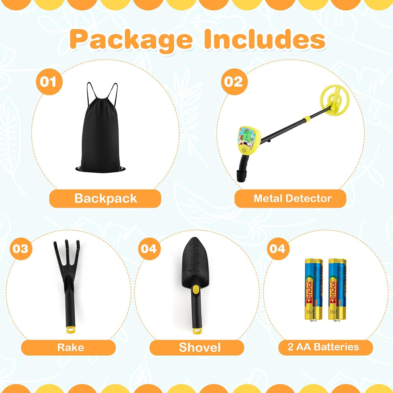 Costzon Metal Detector for Kids, 25"-33" Adjustable Stem Gold Detectors with LCD Display, 6.7" Waterproof Coil, Lightweight & Portable Outdoor Detector for Coin Gold Treasures Hunting (Yellow)