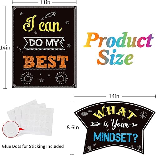 Miniatura 2 de Decoraciones para el aula, 21 pósteres de mentalidad de crecimiento, decoración de tablón de anuncios para escuela, oficina, hogar, 11 x 14 pulgadas