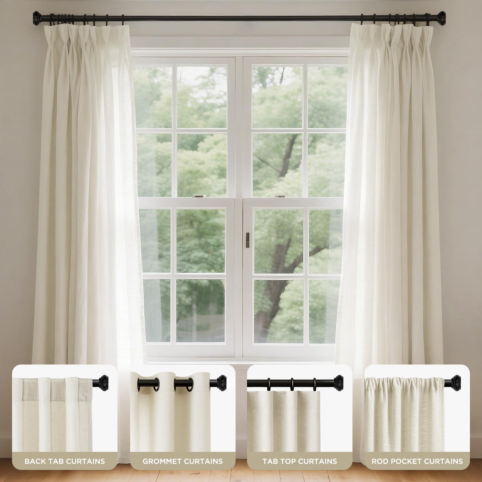 Joydeco Black Curtain Rod - Adjustable & Heavy Duty -4 Joydeco Black Curtain Rod - Adjustable & Heavy Duty -4