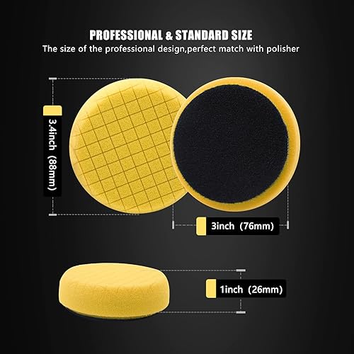 Miniatura 56 de Almohadilla amarilla de corte medio, almohadillas de pulido SPTA 3 piezas de cara de 6.5 pulgadas para placa de respaldo de 6 pulgadas, almohadillas