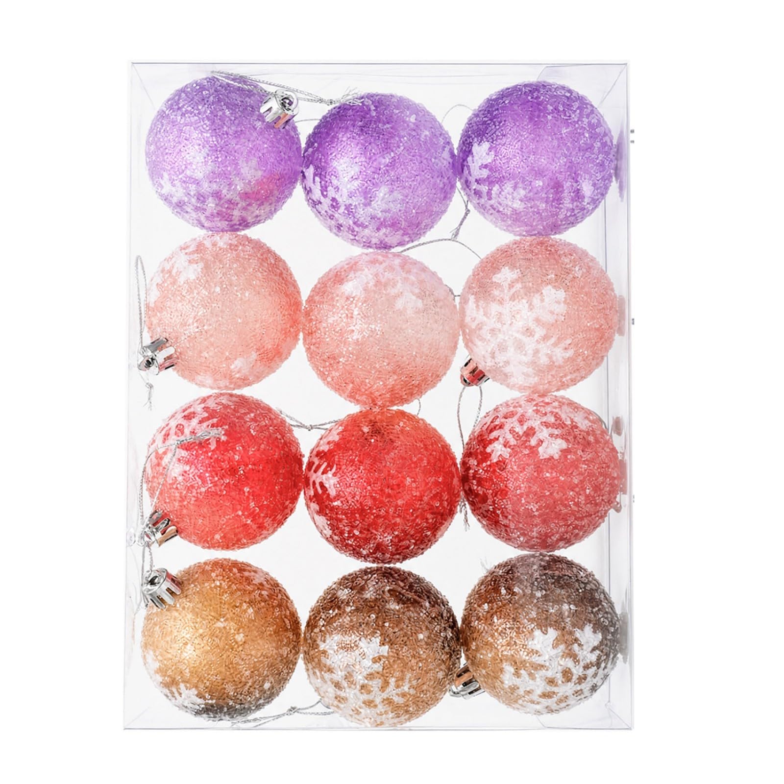 Kalttoy 12Pcs Sturdy Christmas Decor Ball with Reflective Glittering Finish for Long Time Seasonal Use Christmas Glittering Ornament