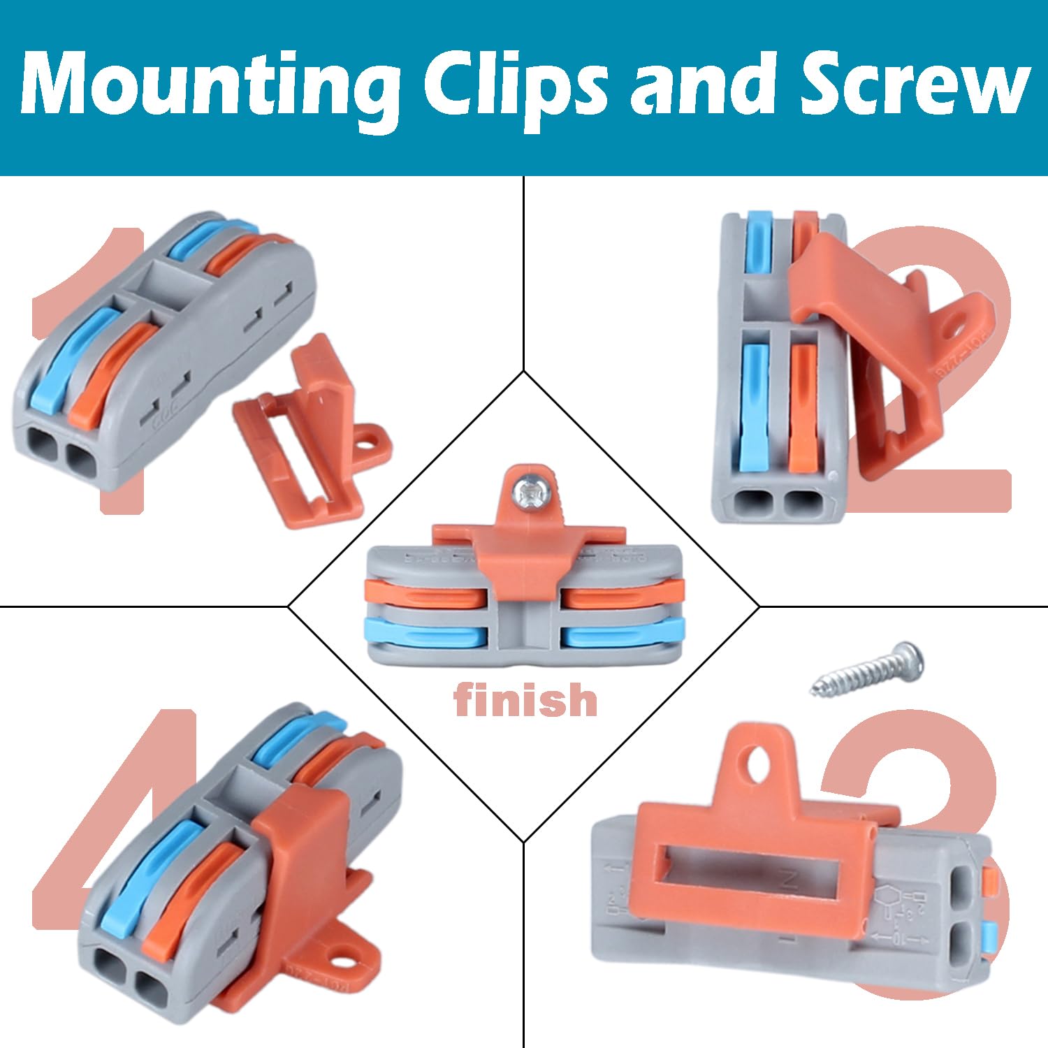 65 Pcs Compact Splicing Assortment Pack Wiring Connector for AWG 28-12 with Bases & Screws