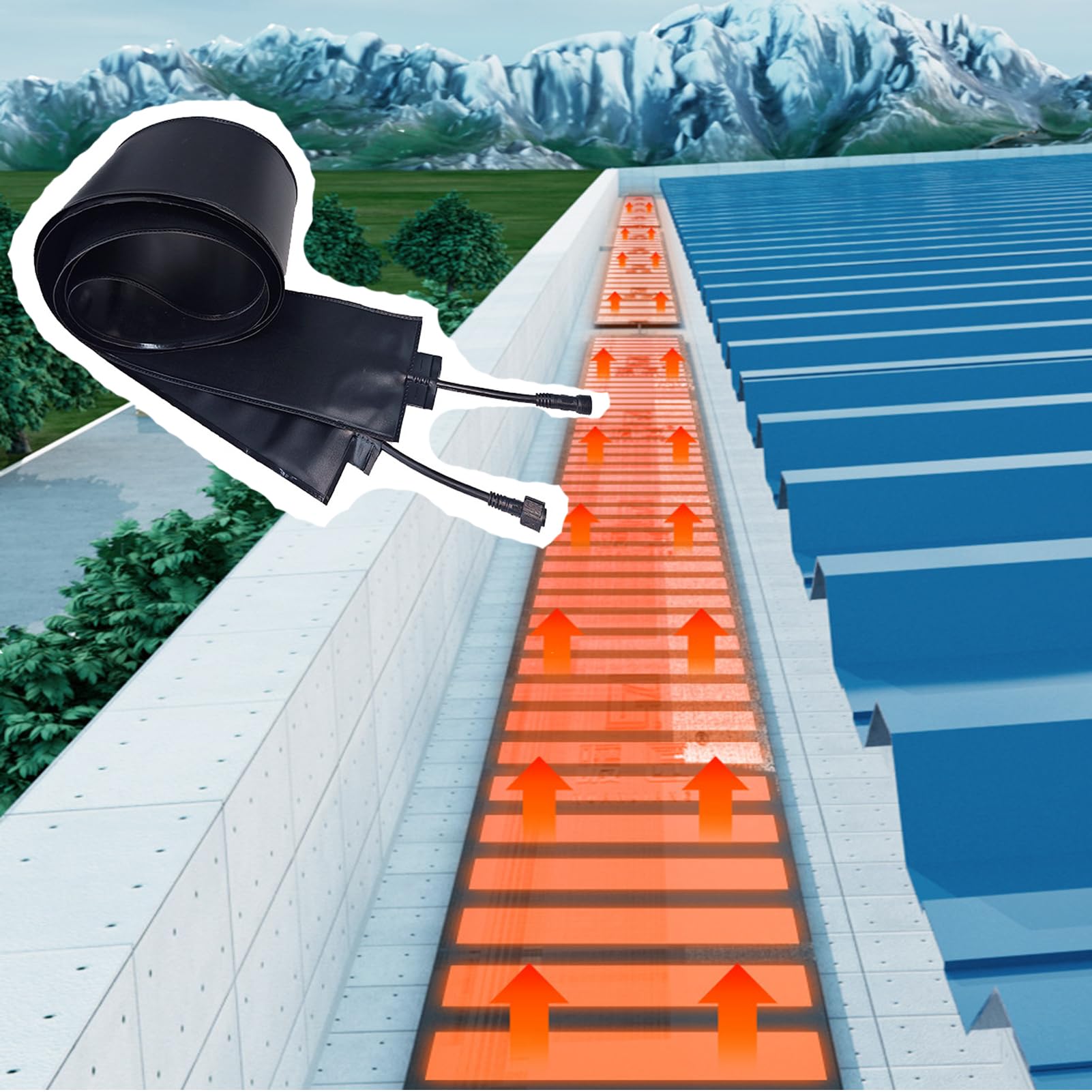 Calentador de Canaletas para Exteriores,Esteras Calefactables para Pasillos