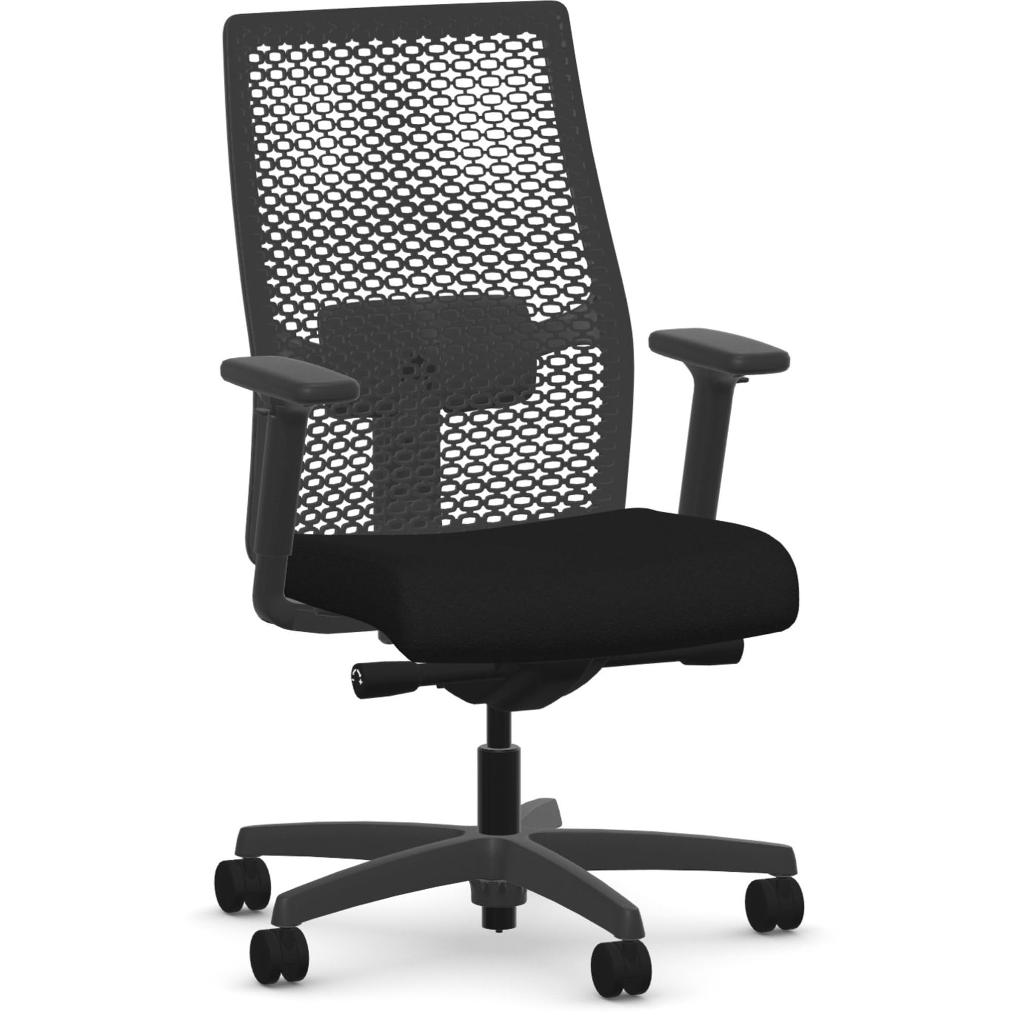 HON Ignition 2.0 ReActiv Ergonomic Fabric Mid-Back Task Chair, Black