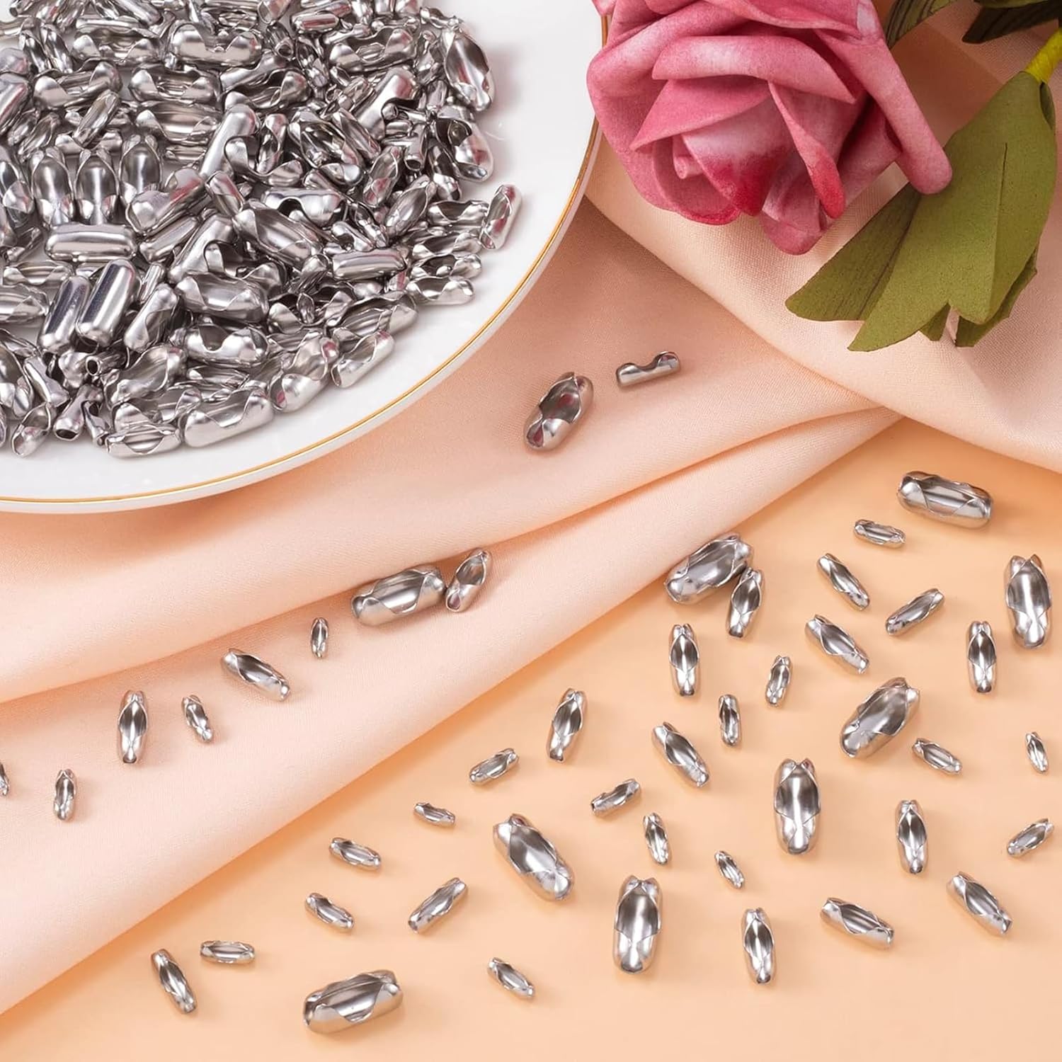 2.4mm/4.5mm Ball Chain Connectors, 1000pcs Stainless Steel Couplings, for Ball Chain Repair, Fits Bead Chains, Ceiling Fan Pull Chain, Light, DIY Crafts(4.5mm)