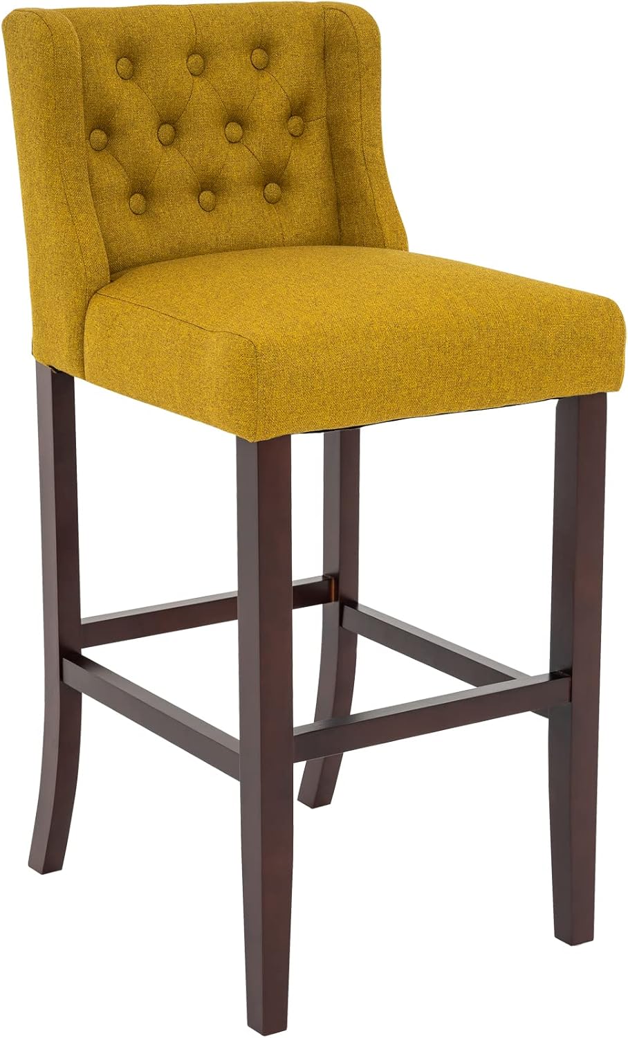 Brage Living 30 Inch Bar Stool, Linen Fabric Button Tufted