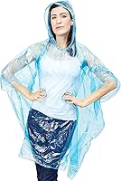 Juvale Adult Rain Ponchos 20-Pack - Disposable Hooded Plastic One Size (50x39.4") 5 Vibrant Colors for Camping Hiking Travel