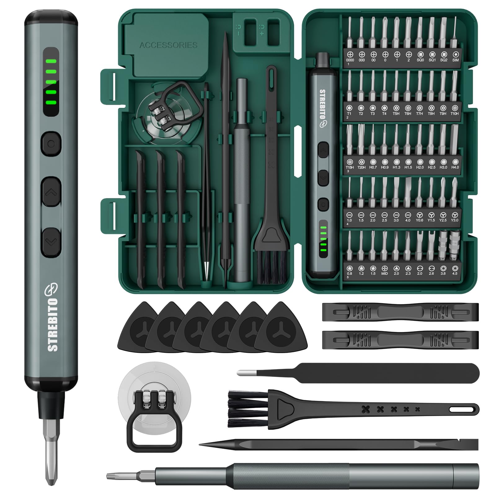STREBITO Mini Electric Screwdriver, 67 in 1 Precision Screwdriver Set