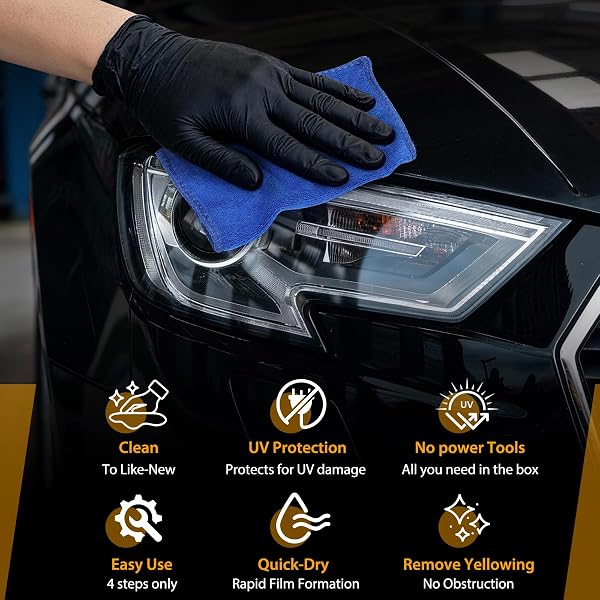 Brlipzrn Car Headlight Restoration Kit, Ceramic Headlight Restoration Kit, No Power Tools Required, Headlight Cleaner and Restorer Kit, Headlight Cleaner, Headlight Restoration Spray - 2