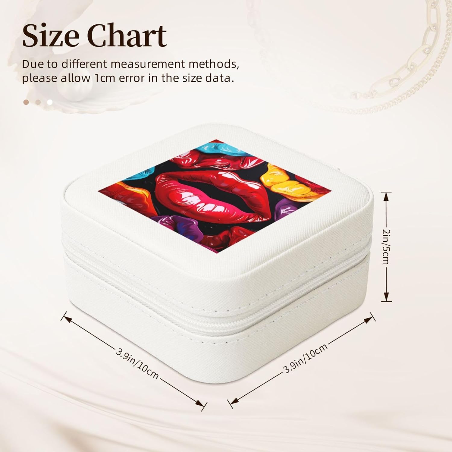 Jewelry Box for Women PU Leather Small Jewelry Organizer Box with Zipper Mini Travel Case Colorful Lips Display Storage Holder Boxes for Earrings Rings Necklaces Bracelets image 2