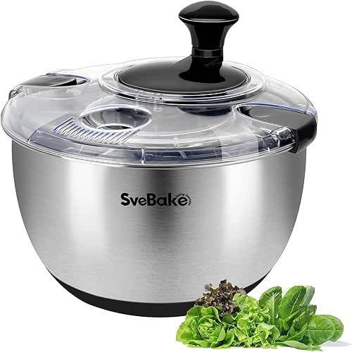 Stainless Steel Salad Spinner, 4.8 Qt Vegetable Washer, BPA-Free Lettuce