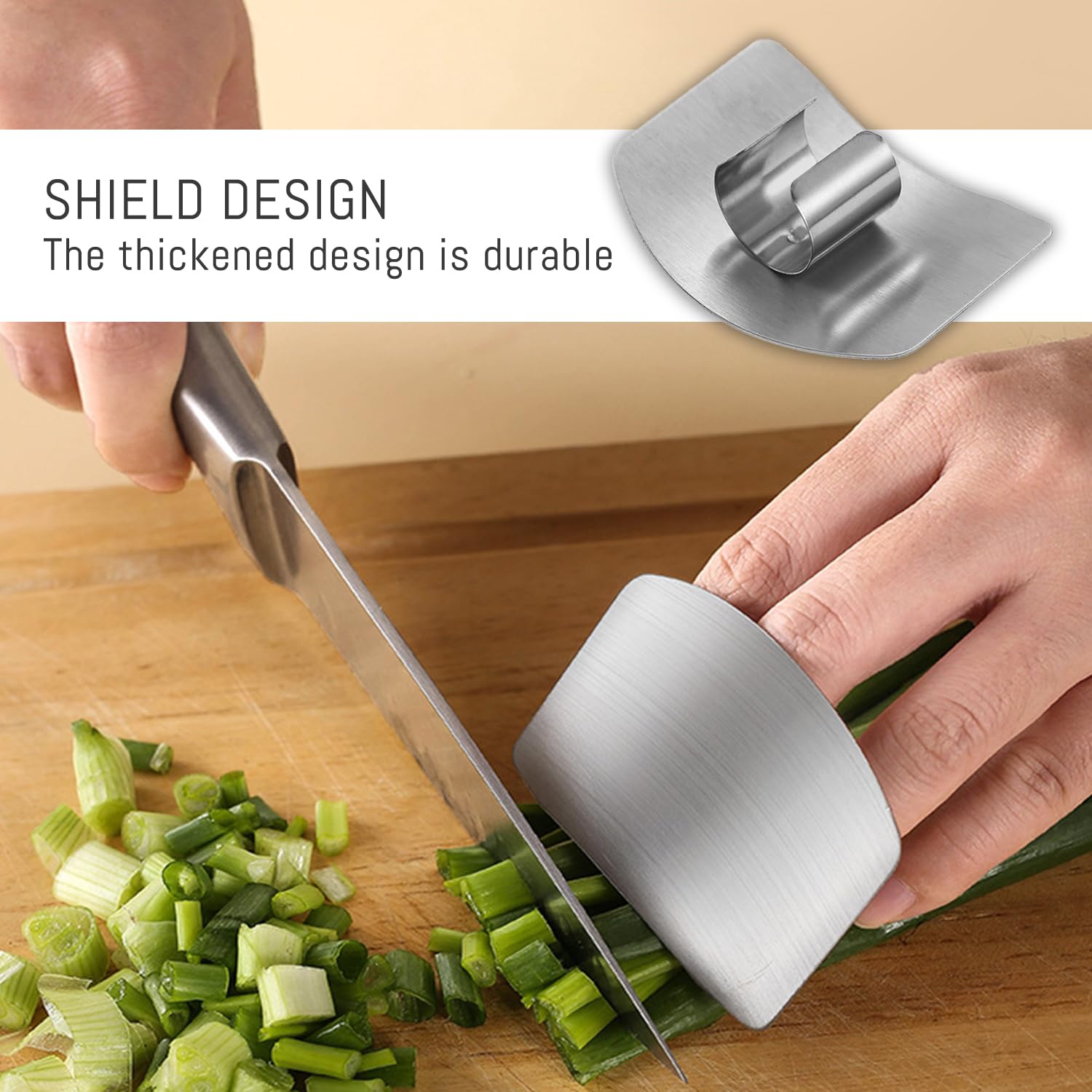 Lot de 4 Protege Doigt Cuisine, Protège-Doigts en Acier Inoxydable pour Couper Protection - Support Réglable - Protection des Doigts - Outil de Cuisine