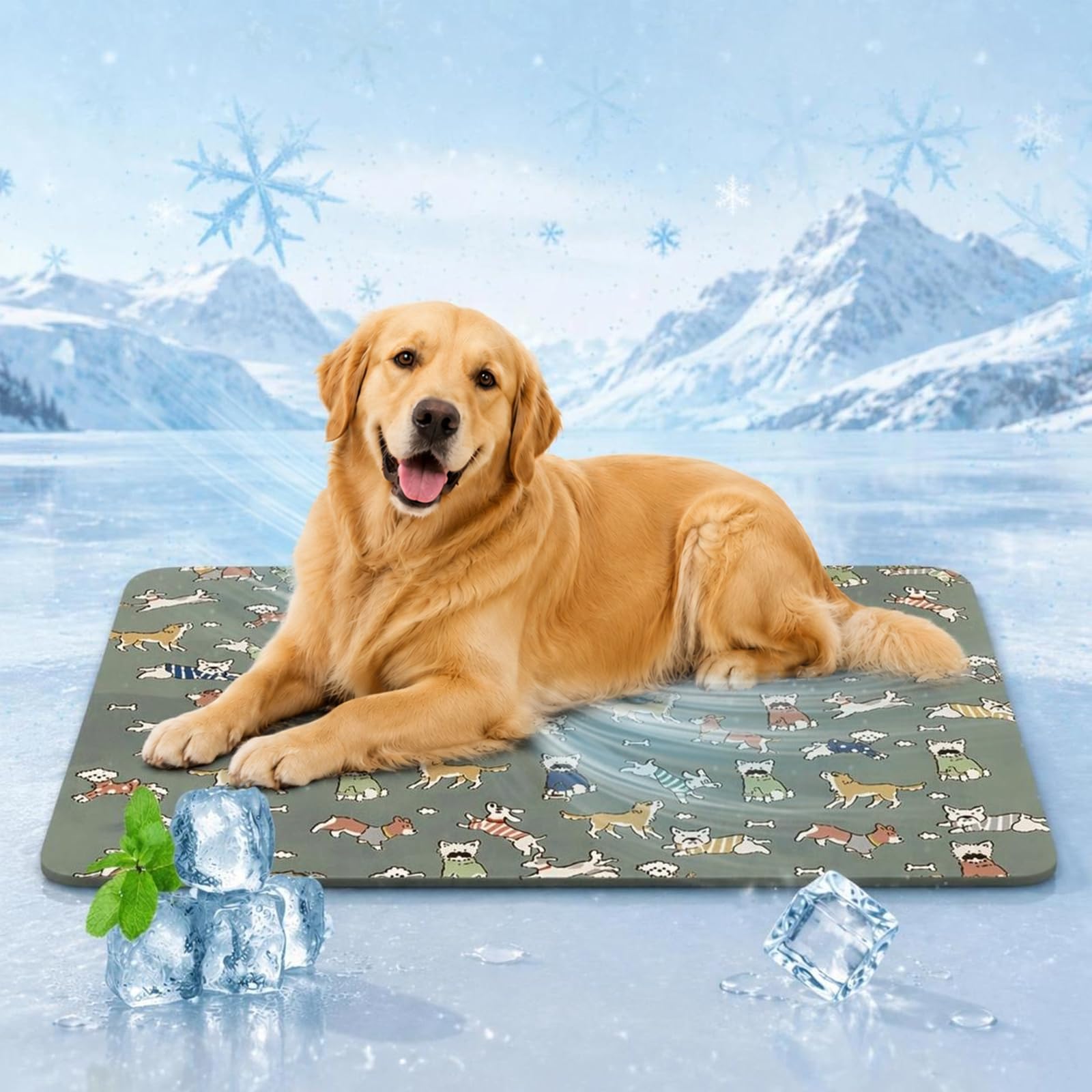 Dog Cooling Mat, Self-Cooling Pet Pad for Large Dogs, Summer Cool Mat (Gray, M) — image 1