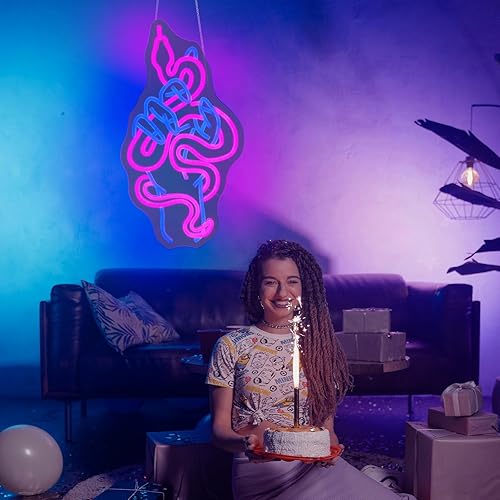 Miniatura 5 de Letrero de neón de serpiente, decoración de barra de luz de neón LED para decoración de pared, letrero de neón LED alimentado por USB, para