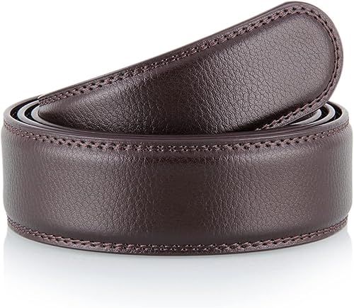 Miniatura 4 de Paquete de 2 cinturones de trinquete para hombre, cinturón de cuero de 1 38 pulgadas para jeans casuales, ajuste de cintura ajustable de 36 a 44
