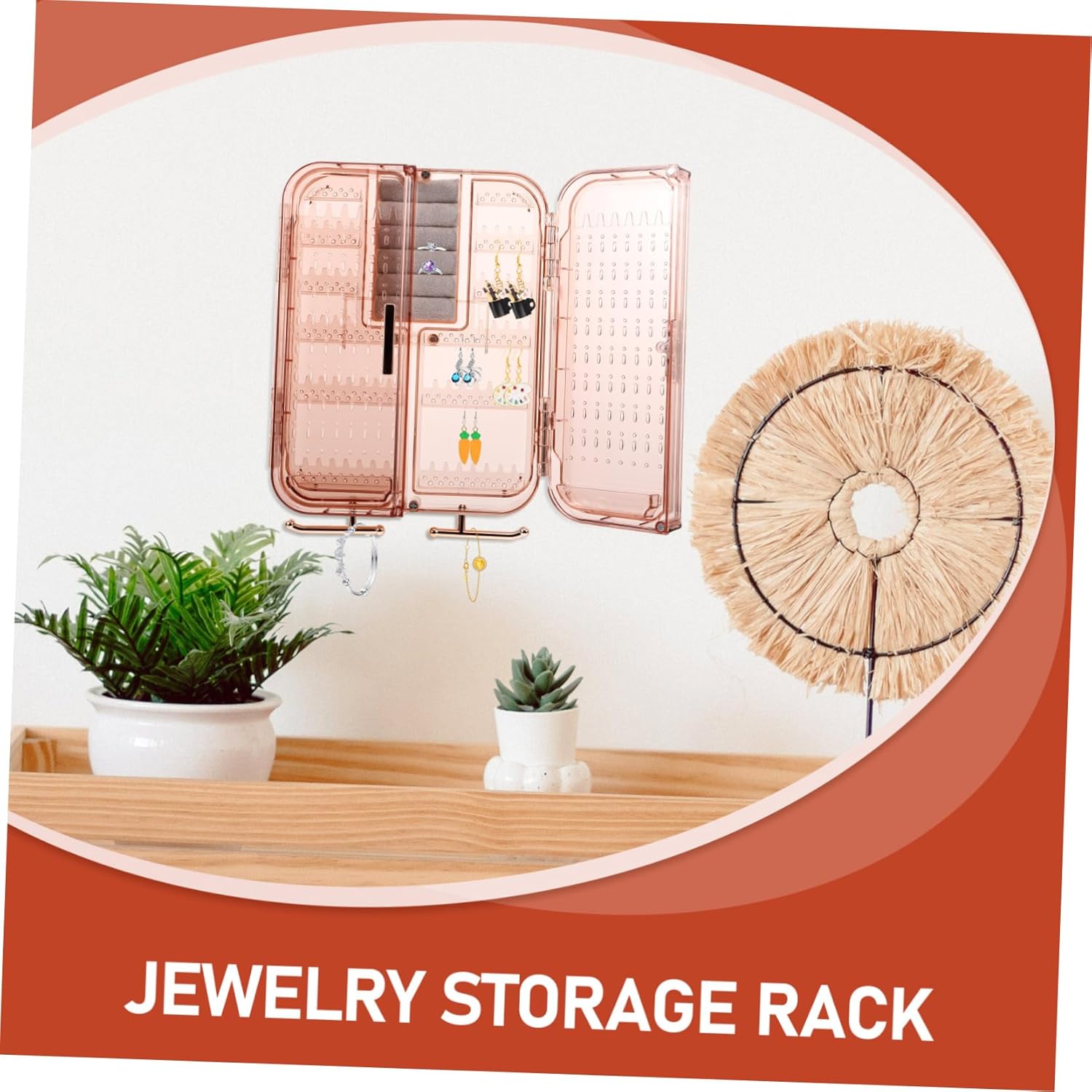 Wall Mounted Jewelry Organizer Plastic Earring Necklace Holder Multi-Grid Design for Home Use for Bedroom and Accessory Display