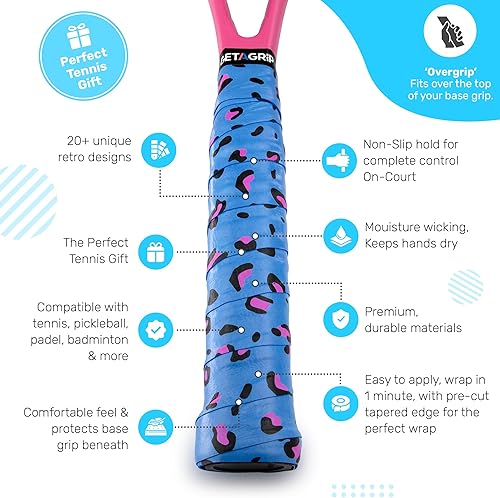 Miniatura 10 de Get A Grip - Cinta de agarre de raqueta de tenis personalizada - Overgrips de tenis antideslizantesde secado rápido - Agarre de raqueta de bádminton
