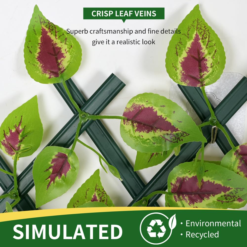 Expandable Garden Fence Panels - Privacy Screen with Faux Ivy & Greenery - 200x30cm, Shiso Leaf - Image 3