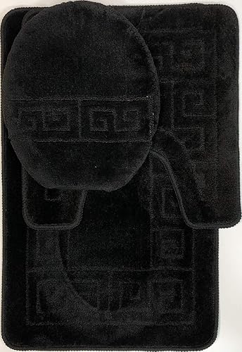 Miniatura 27 de Juego de tapetes de 3 piezas, tapete rugoso para baño (20 pulgadas x 32 pulgadas), tapete grande (20 pulgadas x 20 pulgadas) más tapete para tapa