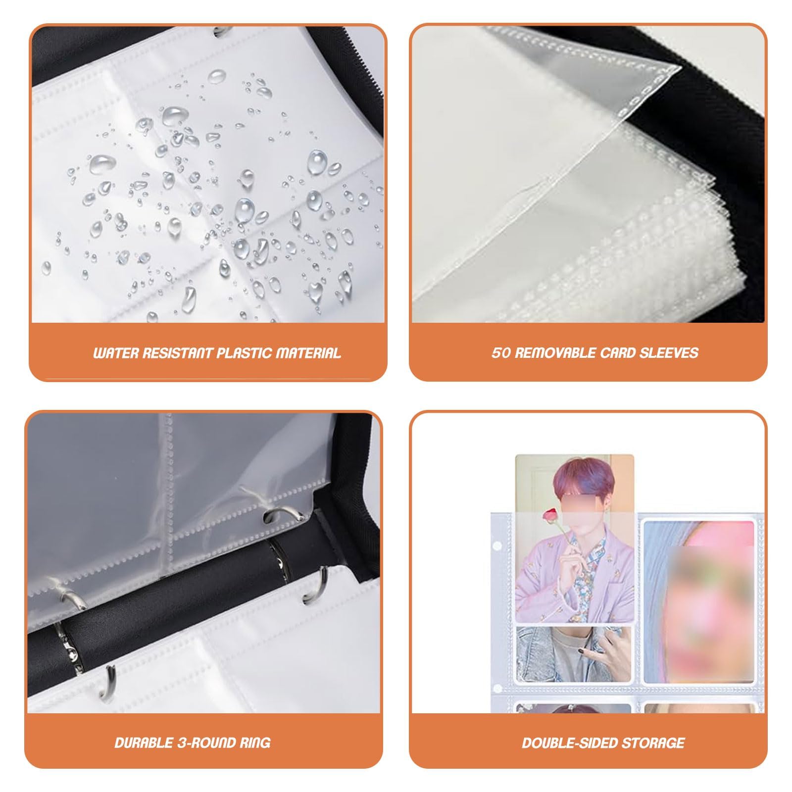 Stray Kids Photocard Binder 400 Pockets, 3 Ring Kpop Binder with 4 Pockets, Total 50 Pages, Cute Cartoon Card Collector - Image 3