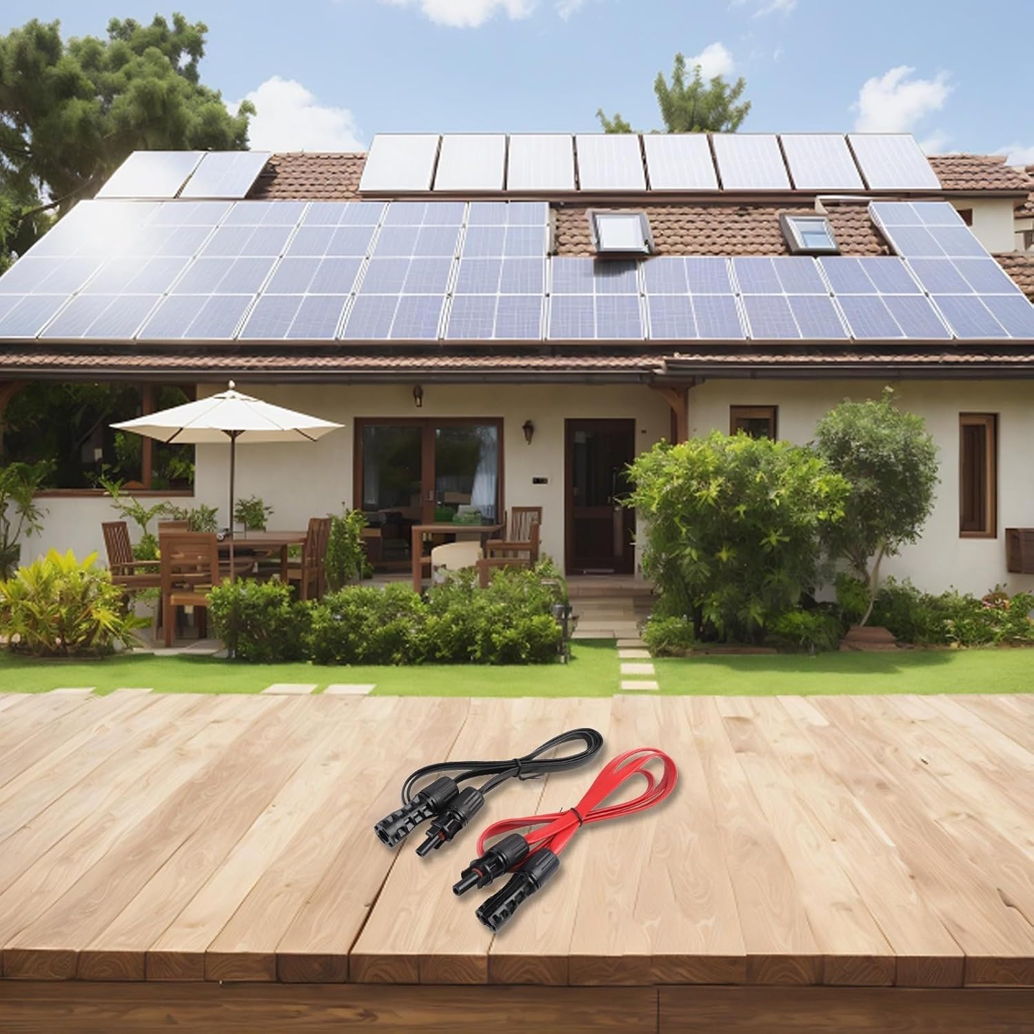 100cm Solar Photovoltaic Cable Set with Connectors for Seamless Installation Through Casement Openings