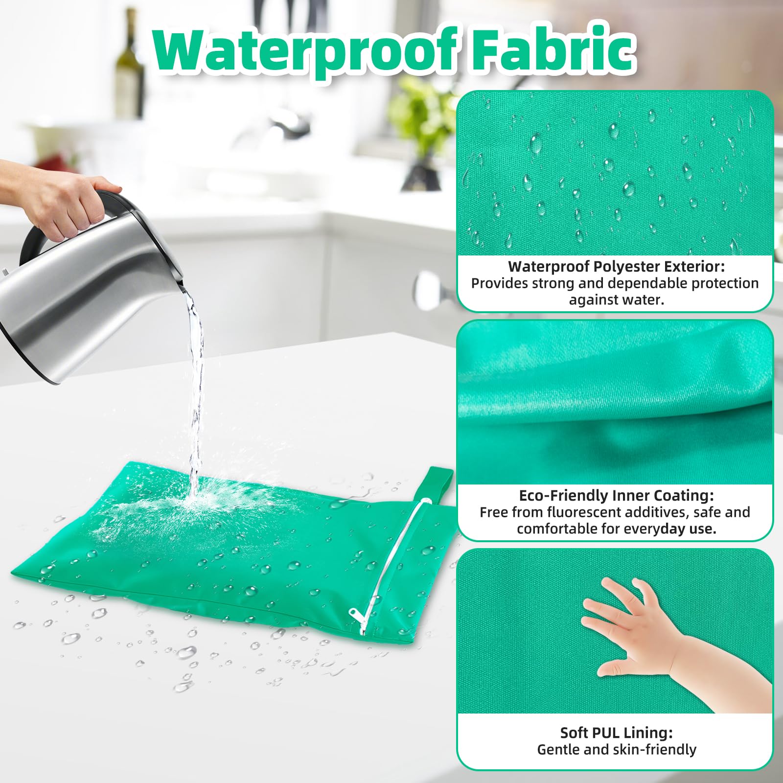 3 Pezzi Borsa Impermeabile, 40 x 30 cm Wet Bag per Costumi da Bagno Sacca Impermeabile con Cerniera, Borsa Viaggio Riutilizzabile per Costumi da Bagno, Asciugamani da Spiaggia(Grigio,Verde,Nero)