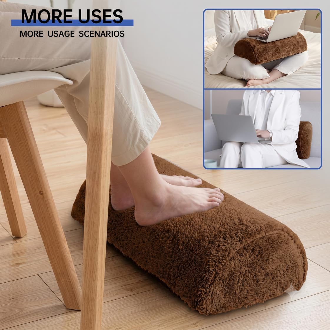 Foot Rest Pillow for Recliner, Memory Foam Leg Cushion (Dark Brown, 26 Inch)