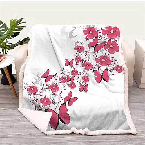 Miniatura 8 de Cobijas Calientes para Invierno - Cobijas de forro polar de color rosa claro, negro y blanco, suaves y acogedoras para acampar, cama, tamaño