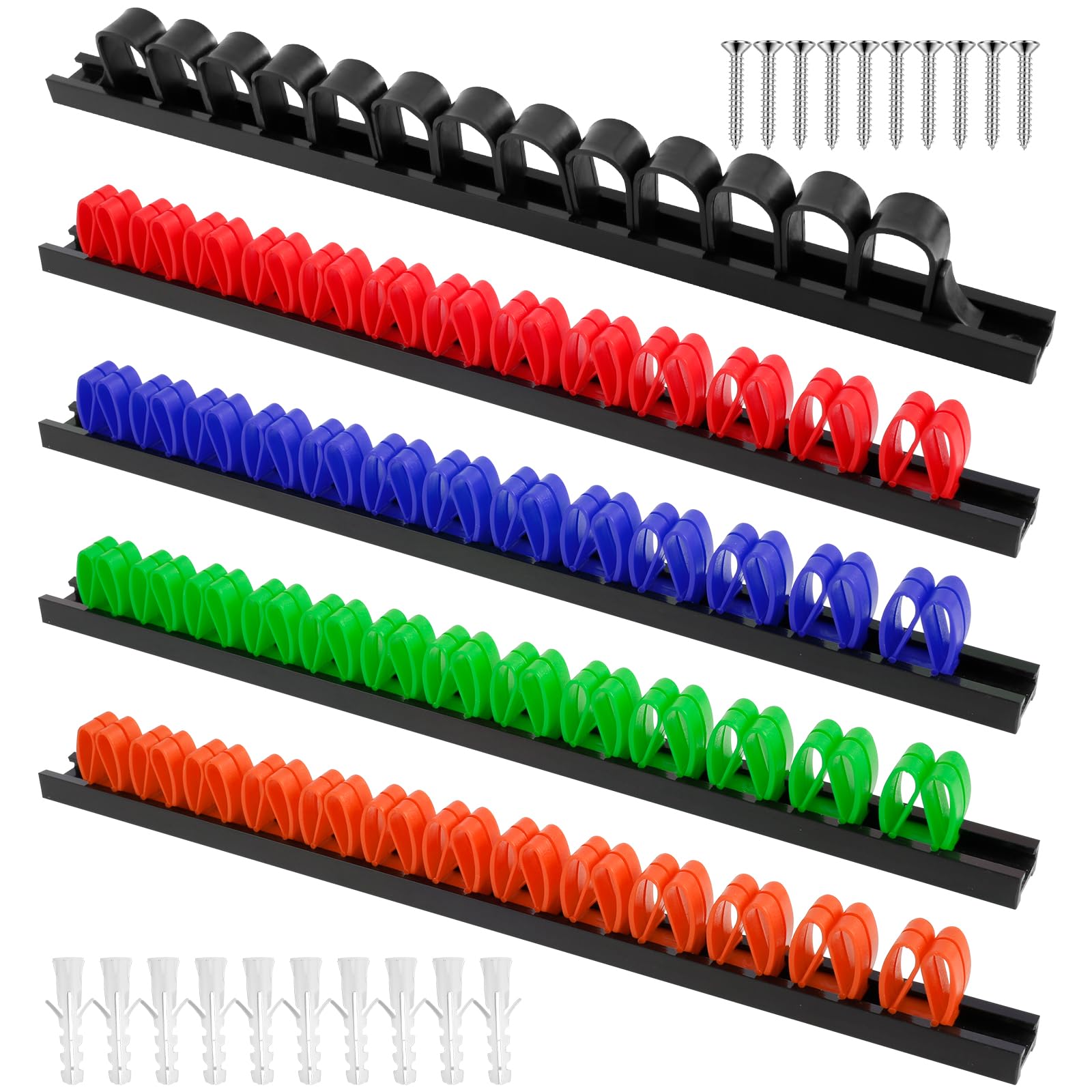 Screwdriver Organizer Holder, Wall Mounted Screwdriver Holder with Clips Enduring Screwdriver Rack Space Saving Wall Screwdriver Stand for Screwdriver Wrench Pliers (4 Pcs)