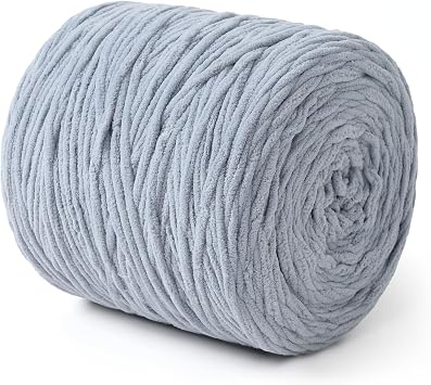 Chunky Chenille Yarn for Crocheting Soft Thick Fluffy Bulky Yarn for Hand Knitting Amigurumi Blankets Cushion Home Decor DIY Crafts Grey, 570 Yards