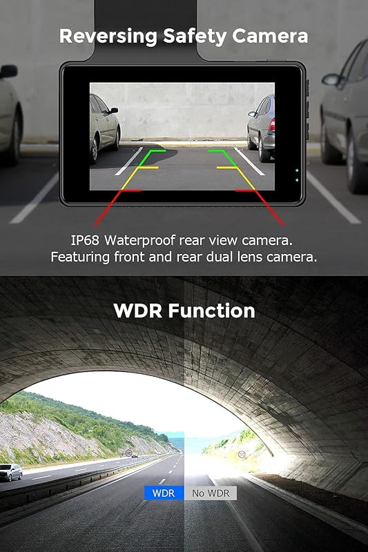 AZDOME Autós Kamera Elöl Hátul 4K 1080P WiFi GPS 170° Széles Látószög Éjjellátó WDR Parkolás Figyelő Menetrögzítő Kamera