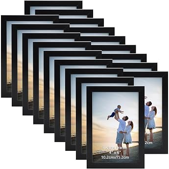 EYMPEU Picture Frames 10 x 15 cm Set of 18 for Wall and Table Suitable for Use in Offices and Homes Black