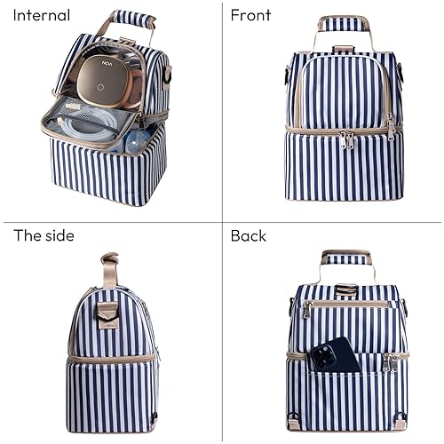 Miniatura 33 de NCVI Bolsa enfriadora de leche materna con 2 paquetes de hielo, bolsa para extractor de leche con enfriador para 6 botellas, bolsa enfriadora de Gris