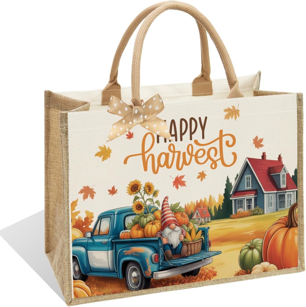 Autumn Pumpkin Canvas Tote Bag for Women, Rustic Country Gift (Christmas Thanksgiving Birthday Mother's Day)