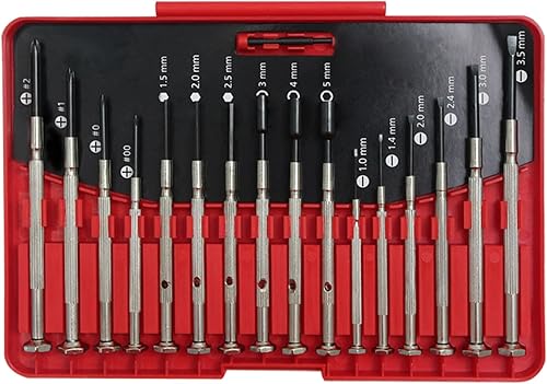 Juego de destornilladores de 16 piezas con estuche, kit de destornilladores de precisión pequeños, cabeza plana Phillips hexagonal, adecuado para