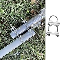 Vista 2 de Abrazadera de mástil de antena doble, kit de montaje de poste a poste, bloque de mandíbula en V con perno en U, accesorios de montaje para TV CB