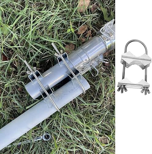 Miniatura 5 de Abrazadera de mástil de antena doble, kit de montaje de poste a poste, bloque de mandíbula en V con perno en U, accesorios de montaje para TV CB,