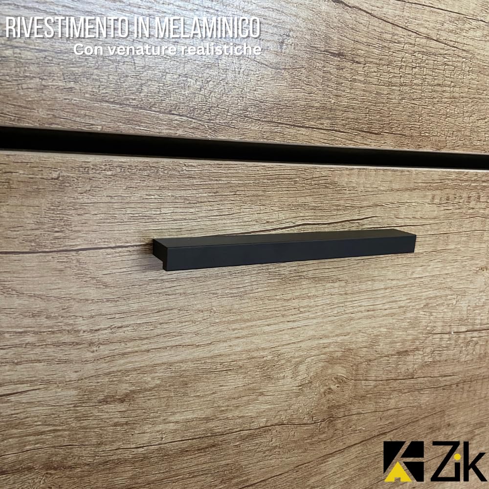ZIK - Scarpiera Salvaspazio Slim in Legno (63x24x115h) Scarpiera da Ingresso Verticale, Moderna, Scaffale Scarpe di Design Vari Colori per Vari Stili di Arredamento (Rovere - Maniglie Nere)