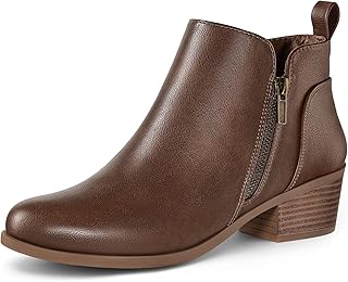 mysoft Women's Ankle Boots Low Chunky Heel Round Toe Casual Comfortable Short Booties with