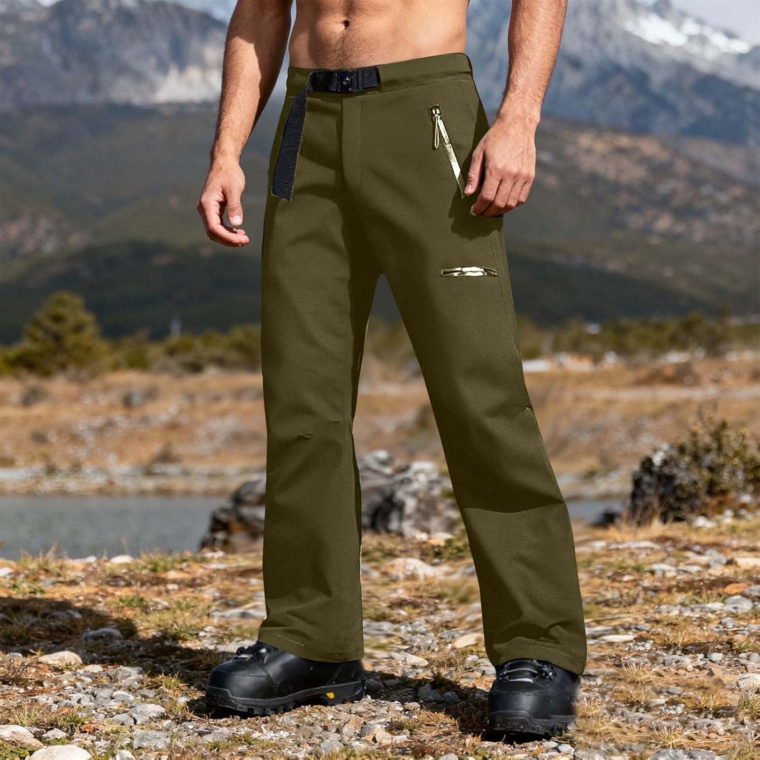 Mens Women Ski Pants Waterproof Insulated Baggy Windproof Hiking Pants Casual Winter Snowboard Trousers Removable Liner